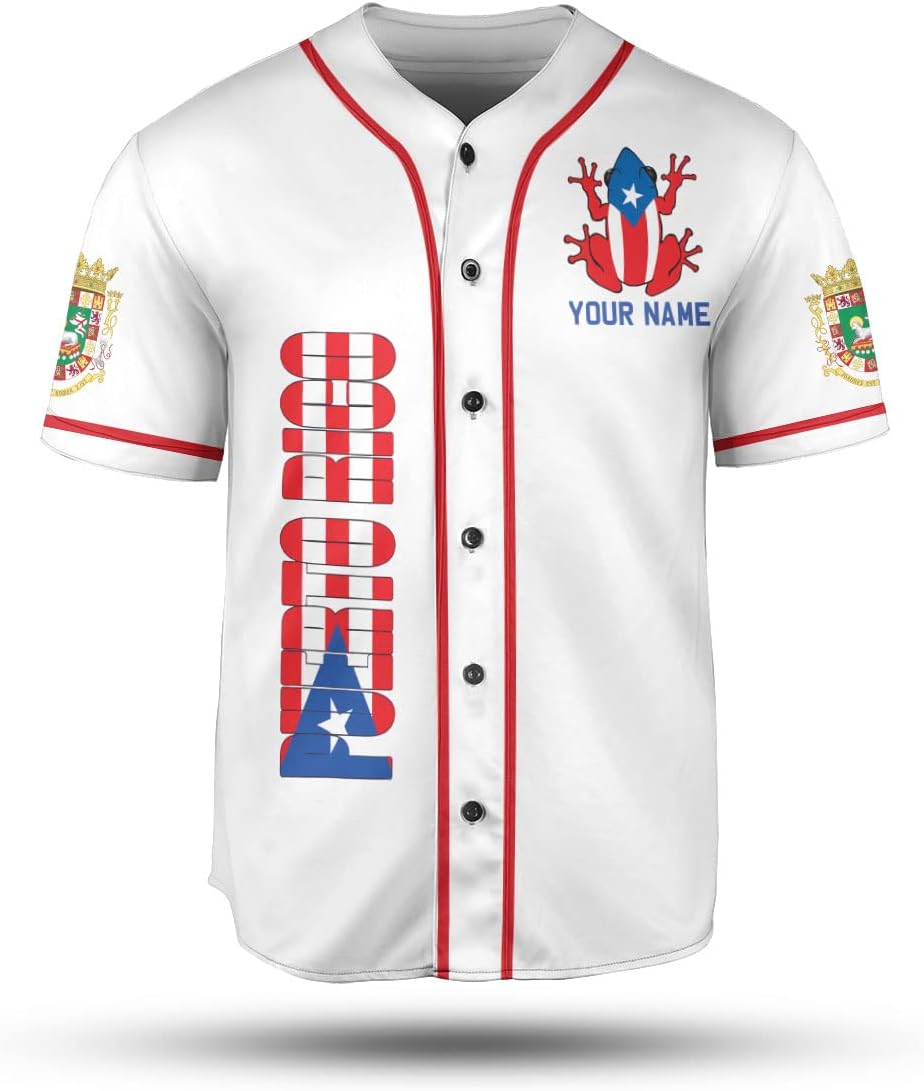 Personalized Puerto Rico Baseball Shirt, Customized Team Name Puerto Rican Baseball Jersey for Men