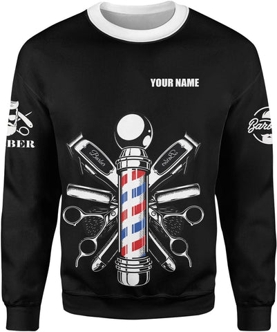 Mostprints Personalized Name Barber Shirt 3D, Customized Barber shirt for Men and Women, Sweatshirts, Hoodies, Zip Hoodies