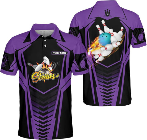 Mostprints Personalized Name Bowling Polo Shirts 3D for Men and Women, Bowling shirt, Bowling Shirts for Men Team Bowling Shirt