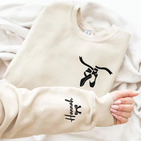 Suseaz Personalized Embroidered Ballet Dancing Sweatshirt Ballerina Dancer Pullover Hoodie Dance Girl Heart Beat Hoodie
