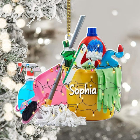 Intenprints Personalized Housekeeping Christmas Ornament, Housekeeping Keepsake, Janitor Cleaning Lady Ornament,Cleaning Service Christmas Ornament, Housekeeper Ornament (Style 10)