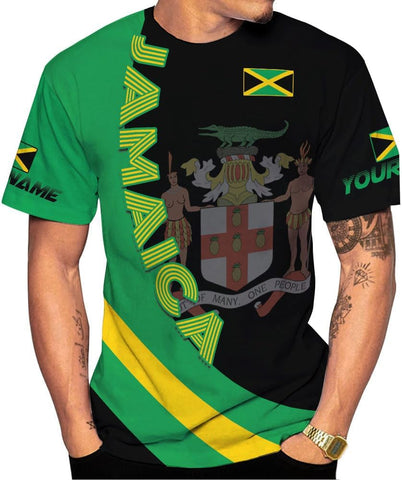Ligthuy Personalized Jamaica Shirt 3D, Custom Jamaica Flag Lion Shirt for Men and Women, Jamaican Pride T-Shirt Unisex