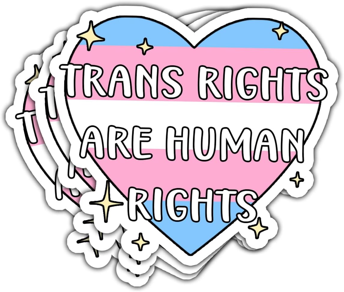3 Pcs Trans Rights are Human Rights Sticker, Equality Bumper Sticker, Trans Human Rights Ally Stickers - Vinyl Sticker 3x3 for Water Bottles Laptop Phone Car Helmet Hard Hat