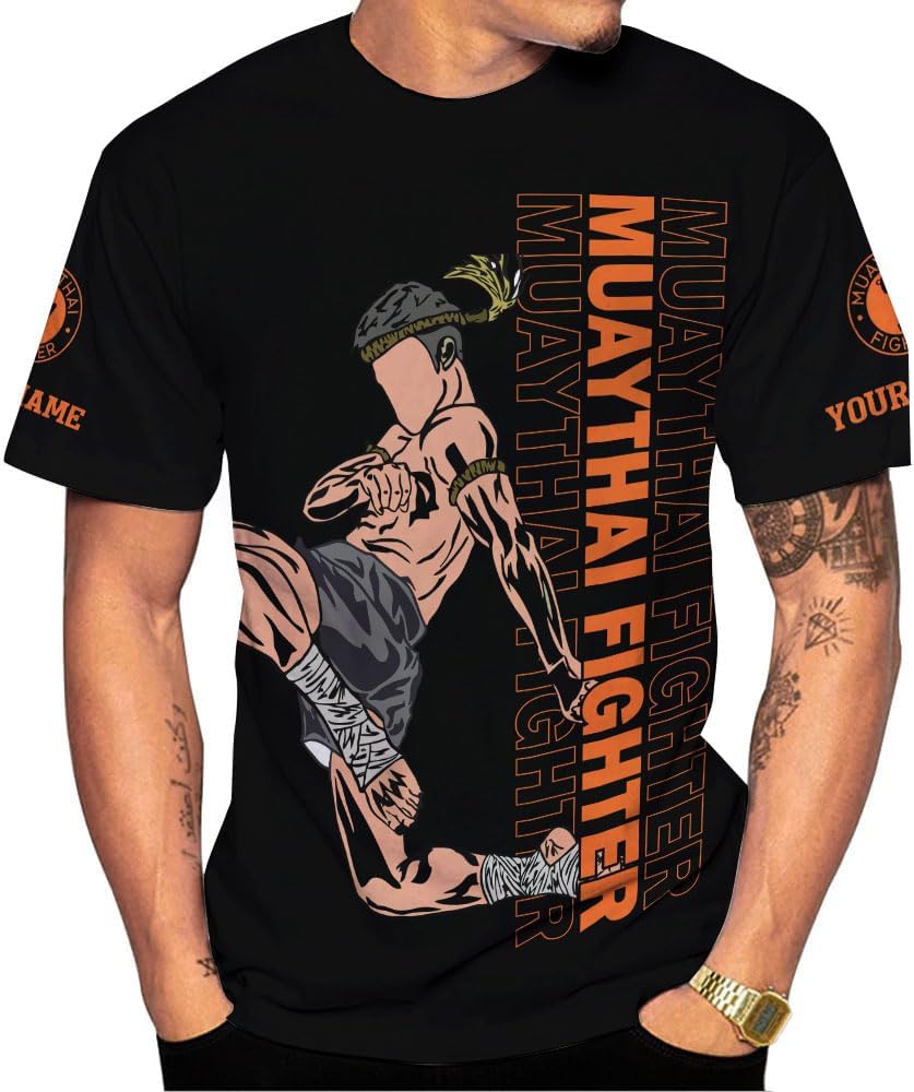 MAPrints Personalized Name Muay Thai Pride Shirt for Men