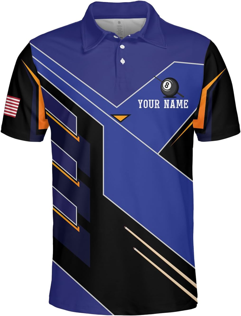 MoonArt Personalized Billiard Polo Shirts, Billiards Shirts for Men, Pool Shirts, 3D Billiards 8 Ball Pool, Billiard Team