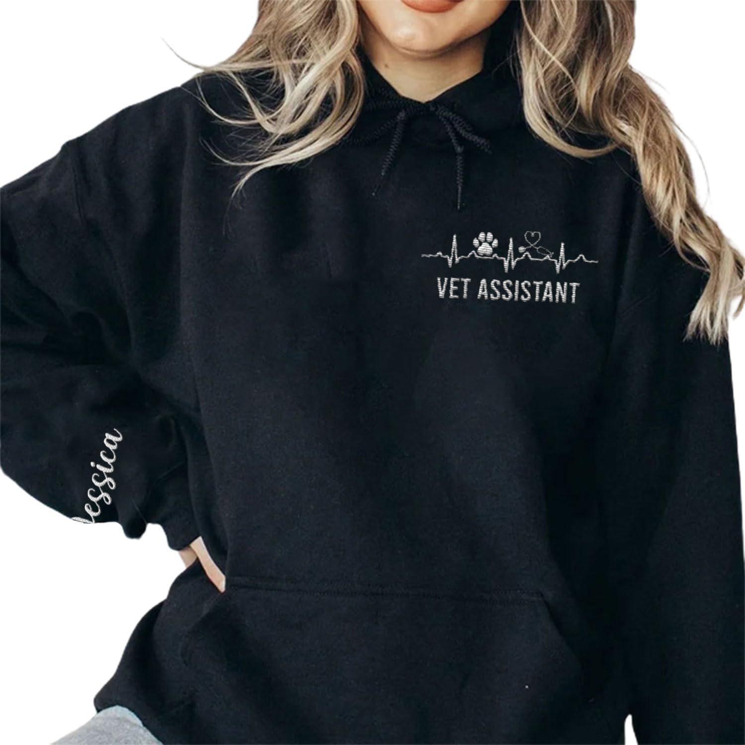 Custom Embroidered Vet Assistant Sweatshirt, Veterinary Medicine Hoodie for Women, Vet Tech Crewneck Gifts for Veterinarian
