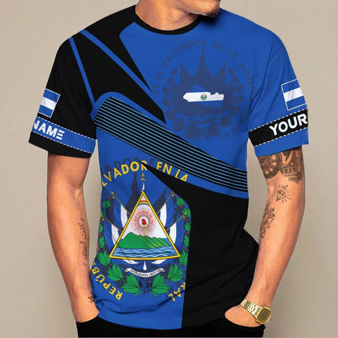 Ligthuy Personalized Name El Salvador Shirt 3D, El Salvador Flag Shirt for Men Women, Unisex T-Shirts S-5XL