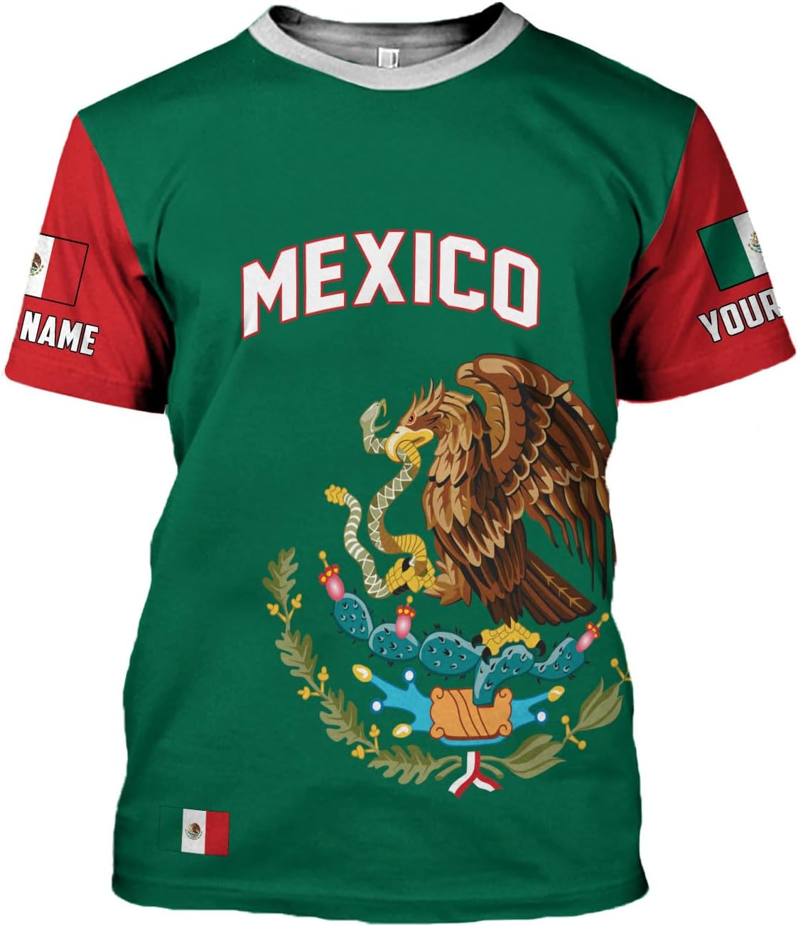 HomeDesign Custom Mexico Shirts Personalized Name Mexican 3D Flag Shirt for Men Women Aztec Unisex US Eagle Pride Camisas