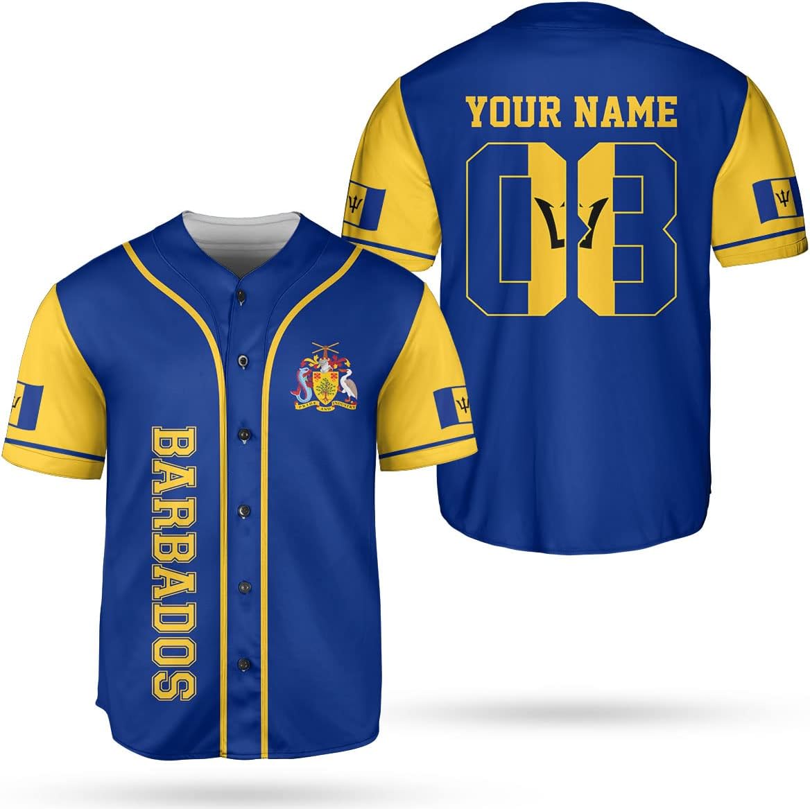Podagree Personalized Barbados Baseball Jersey Shirt, Bajan Flag Jersey, Barbados Jersey for Men and Women Jersey Bajan