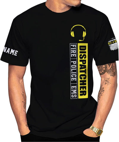 Personalized Name Dispatcher Thin Yellow Line US Flag Dispatcher T-Shirt, Custom Name Dispatcher T Shirts for Men and Women
