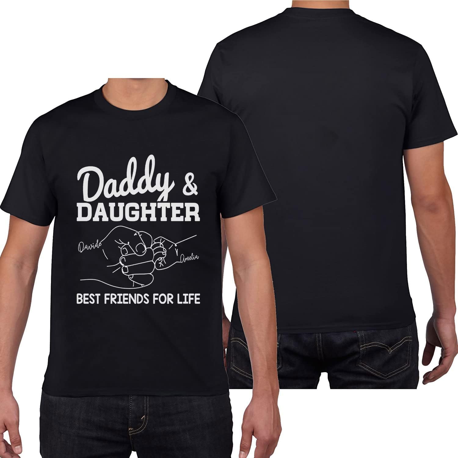 Personalized Dad Shirt Father's Day Matching Tee Set Gift for Dad and Child Daddy Tshirt Baby Onesie Shirt Gifts for Father (Dad & Daughter)