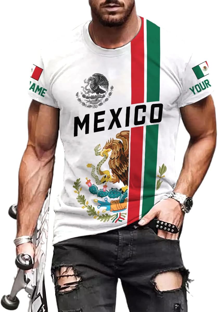 Mostprints Personalized Name Mexican Shirts for Men, Customized Mexico Shirts for Men, Mexico Shirts for Women Mexico Shirt