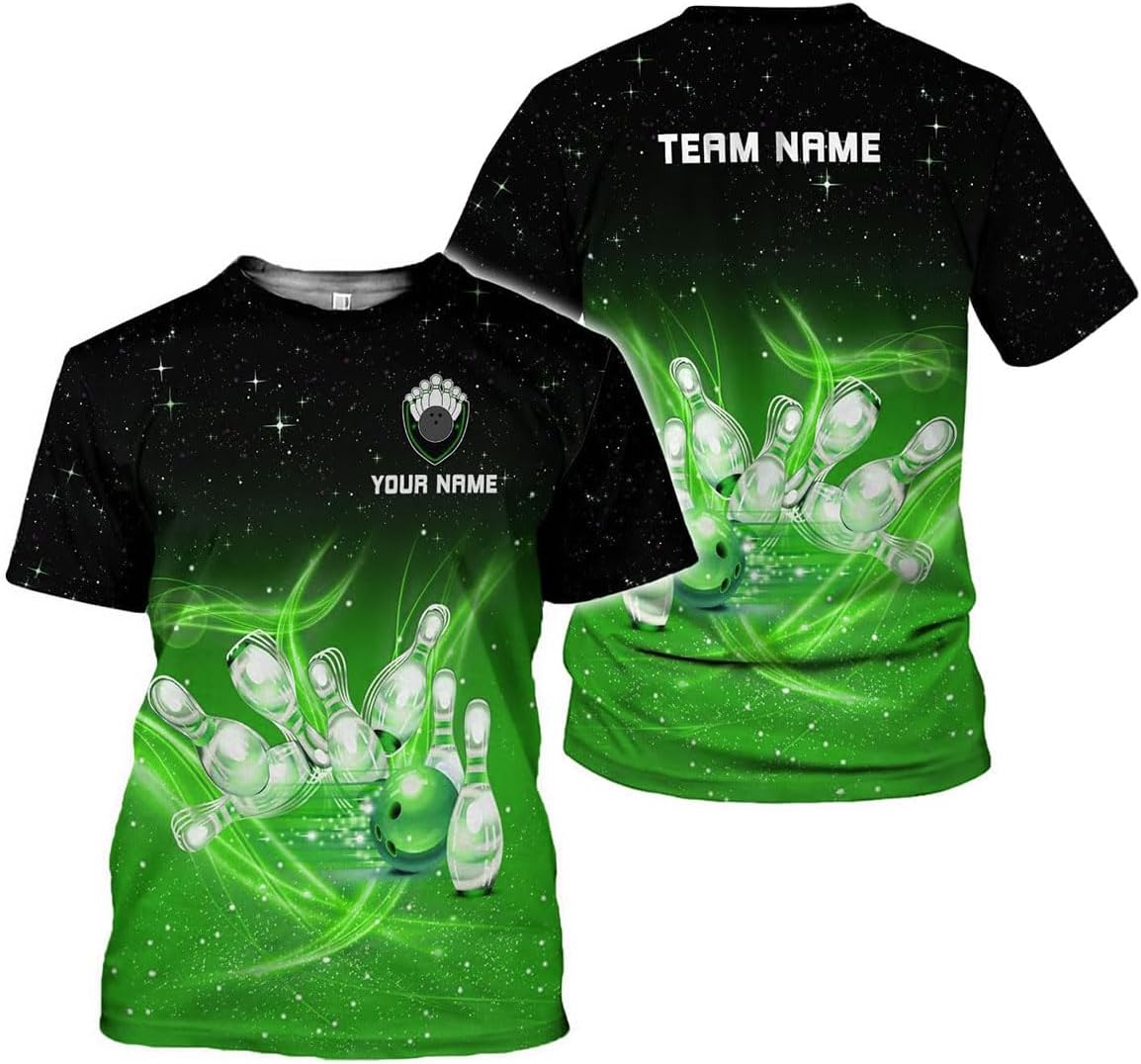 Rivelus Personalized Name Bowling Shirts for Men and Women 3D, Bowling Shirts for Team Bowling, Bowling Shirts Gift