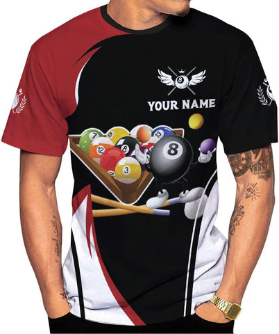 Pretyprints Personalized 3D Billiard Shirt Custom Name Men Women Team Apparel Pool 8 Ball Flag Tshirt Billiards Shirts Gift