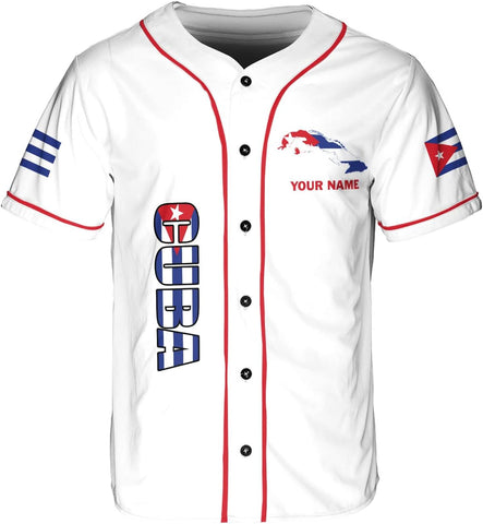 Personalized Cuba Baseball Jersey Shirt, Cuba Flag Jersey, Cuban Jersey for Men and Women, Cuba USA Flag T Shirt
