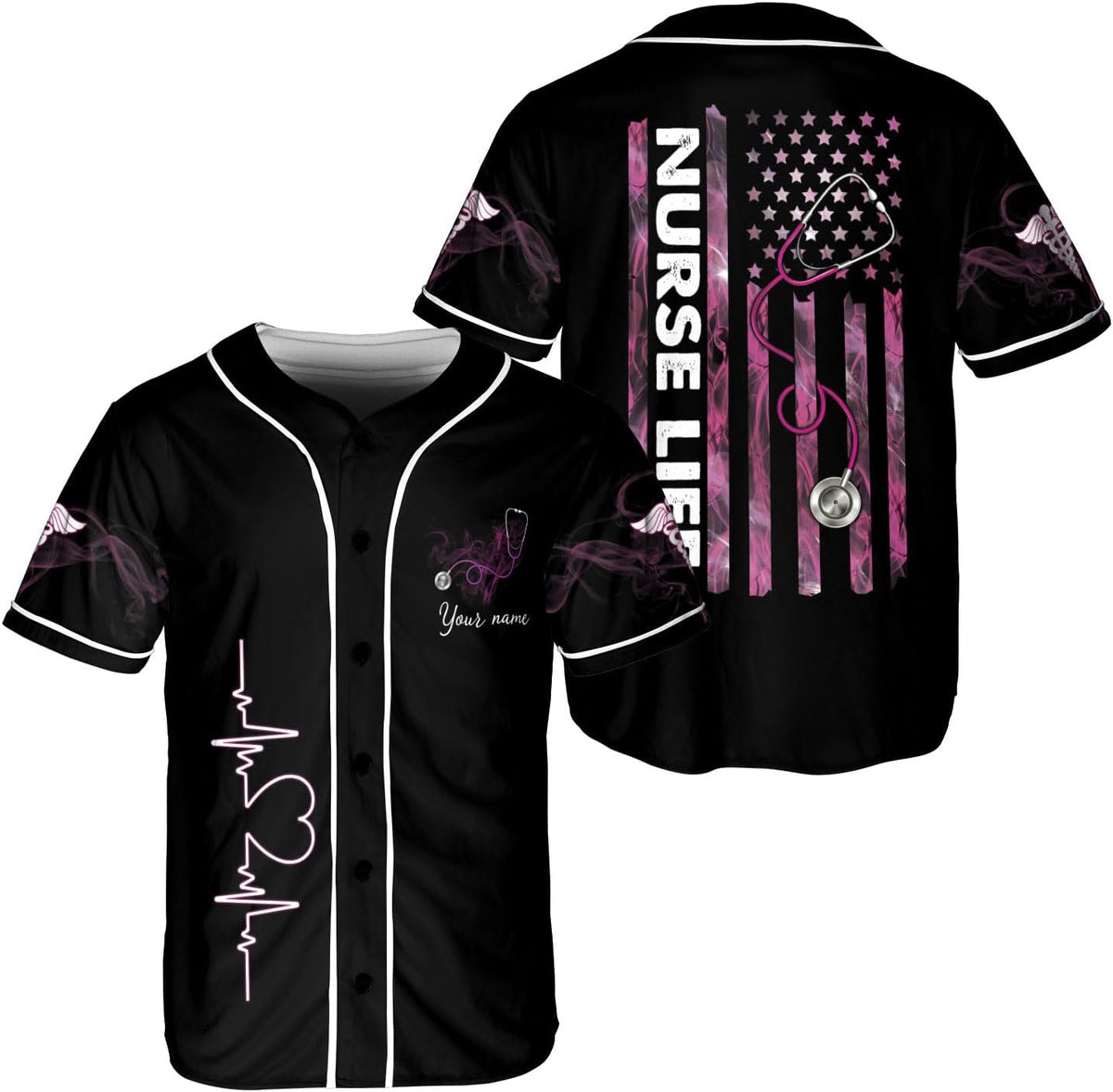 Woseprints Personalized Nurse Baseball Jersey Shirt, Nurse Graduation Gifts Funny Nurse T-Shirt Gift Nursing Emergency Shirts