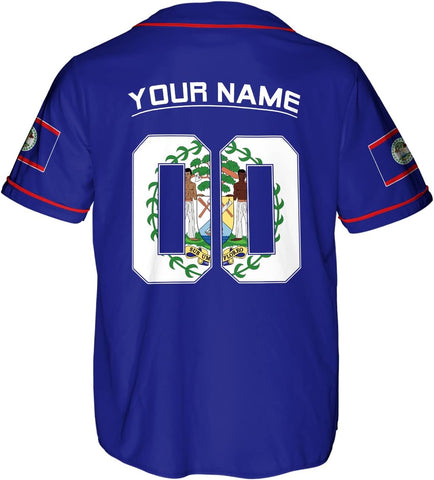 Podagree Personalized Belize Baseball Jersey Camisa Shirt, Belizean Flag Jersey, Belizean Pride Jersey for Men and Women