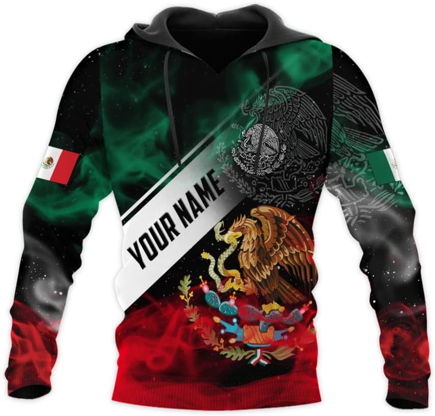 Personalized Name Mexican Hoodie 3D, Customized Mexican Hoodies for Men, Unisex Mexico Hoodie, Mexico Hoodies for Men 1