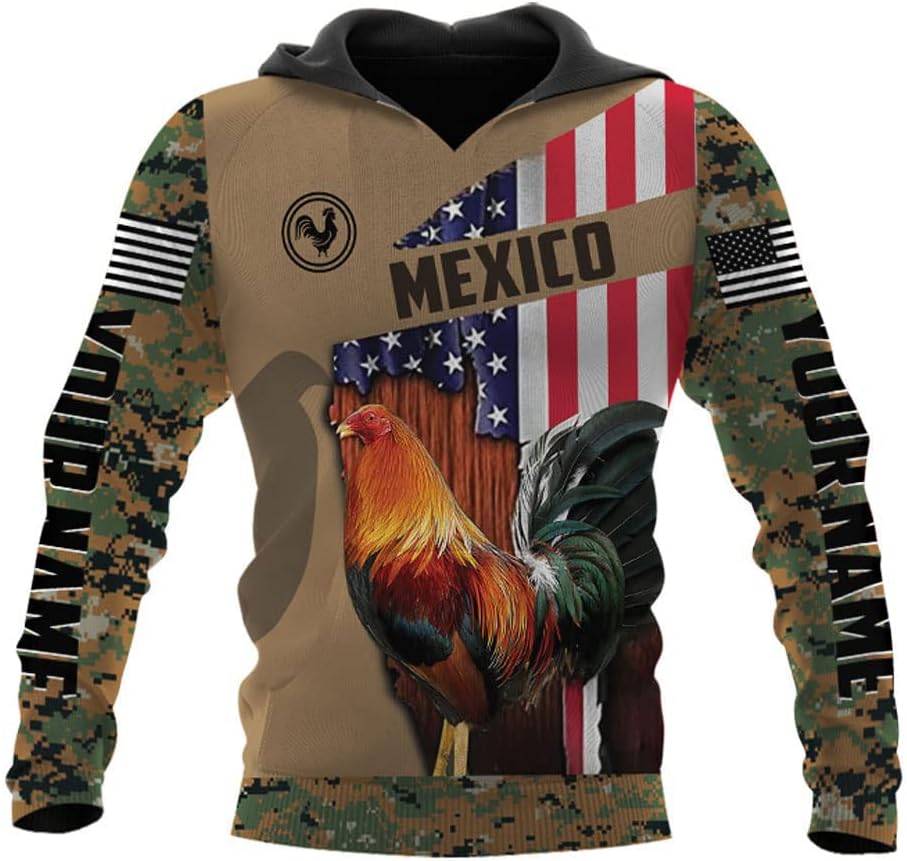 Personalized Name Rooster Mexican Hoodie 3D, Customized Mexican Hoodies for Men, Unisex Mexico Hoodie 3D, Mexico Hoodies for Men, Mexico Flag Gift , T Shirt, Zip Up Hoodie, Sweatshirt HD14