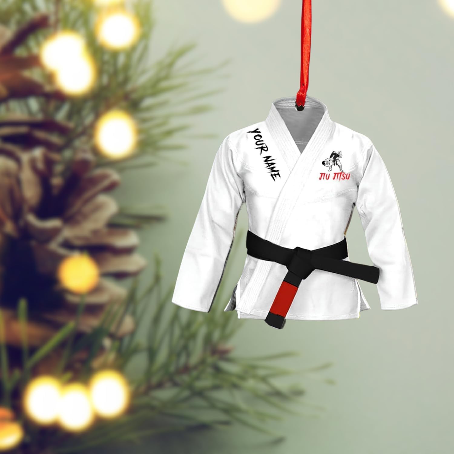 Tinoshop Personalized Jiu Jitsu Ornament Gift for Christmas 2024 Men Women Team Jiu Jitsu, Brazilian Jiu Jitsu Ornaments Xmas, Customized Name Flat Acrylic Ornament Gifts for Jiu Jitsu Lover (ON63)
