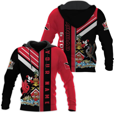 Vybonz Personalized Trinidad & Tobago Hoodie 3D Trinidad and Tobago Coat of Arms Flag Sweatshirt Trinidad Pride Zip Hoodie