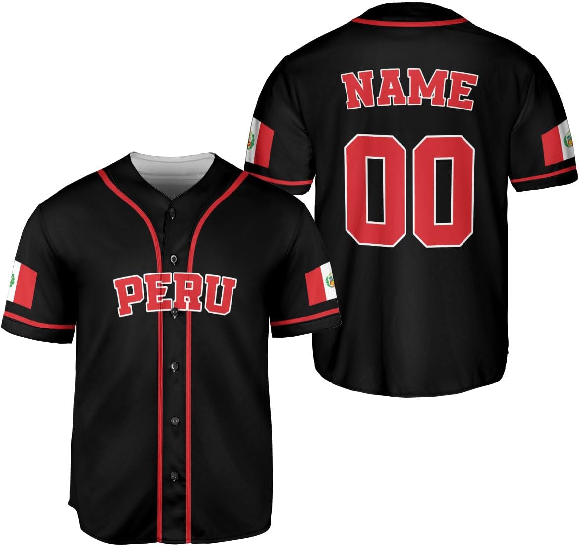 Podagree Personalized Peru Baseball Jersey, Peruvian Proud Flag Jersey Shirt Peru Coat of Arms Peruvian Gift for Men Women