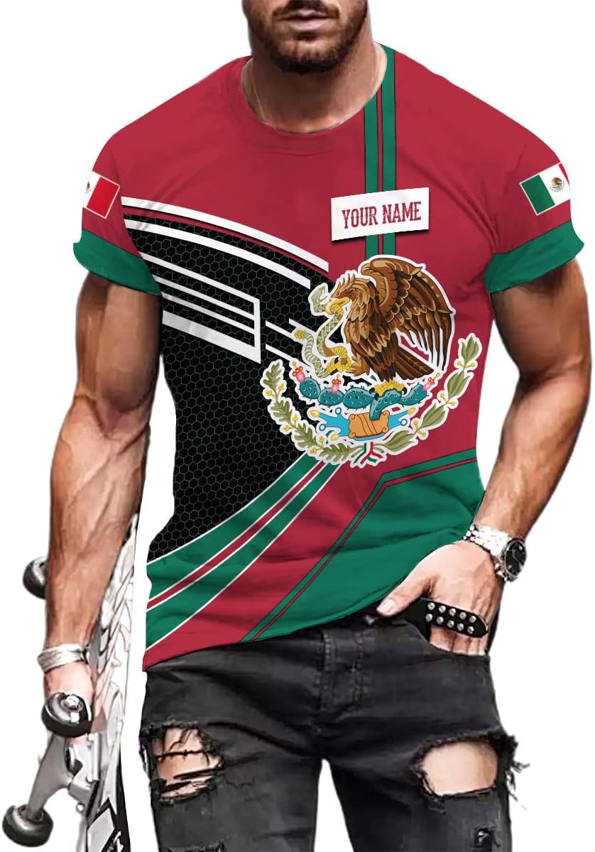 Personalized Name Mexican Shirts for Men, Customized Mexico Shirts for Men, Mexico Shirts for Women Mexico Shirt Eagle Flag