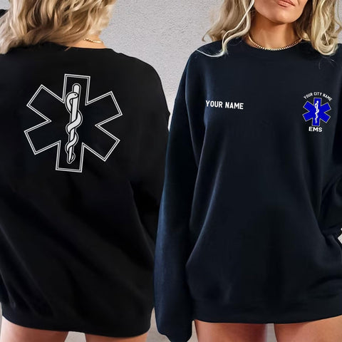 Custom EMT EMS Embroidered Sweatshirt Hoodie Personalized Paramedic Uniform Emergency Medical Technician Shirts Men Women