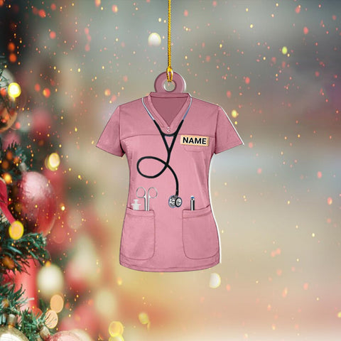 Artparel Personalized Nurse Ornament Nurse Scrubs Ornament Nurse Life Ornament Nurse Gift Nurse Scrubs Ornament Nurse Ornament for Christmas Tree Nurse Scrubs Gift for Nurse Ornament (Nurse 19)