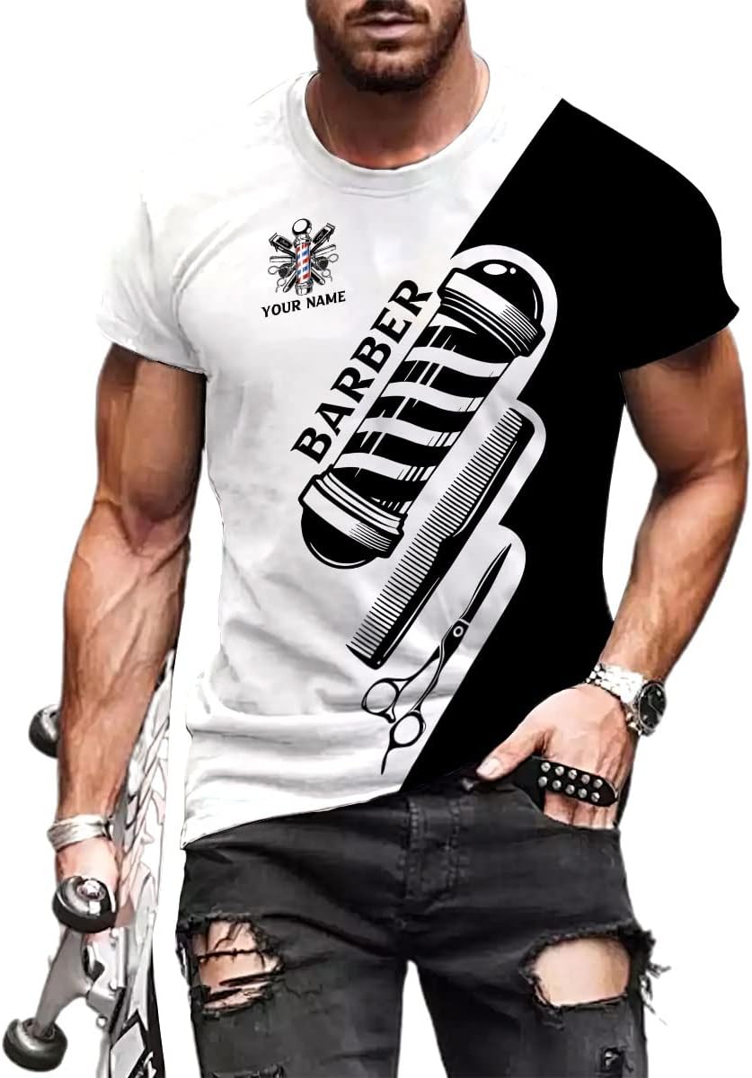 Personalized Name Barber 3D All Over Printed Shirts for Men & Women, Hair Stylist Shirt Gift for Barbershop