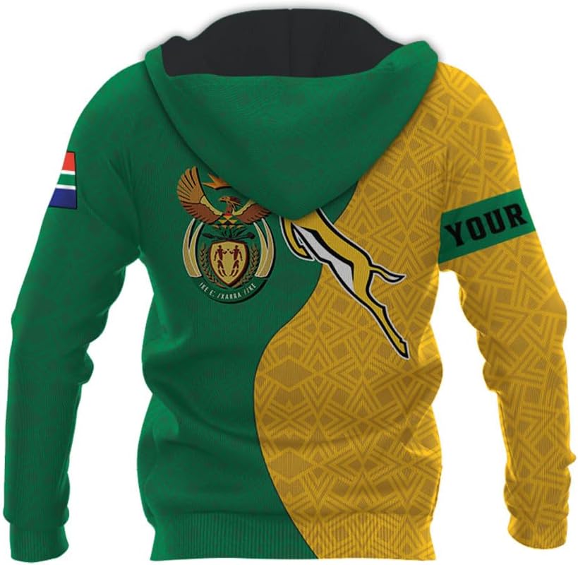 Leprints Personalized South Africa 3D Hoodie, African Pride Zip Hoodie, South Africa African Flag National Sweatshirt