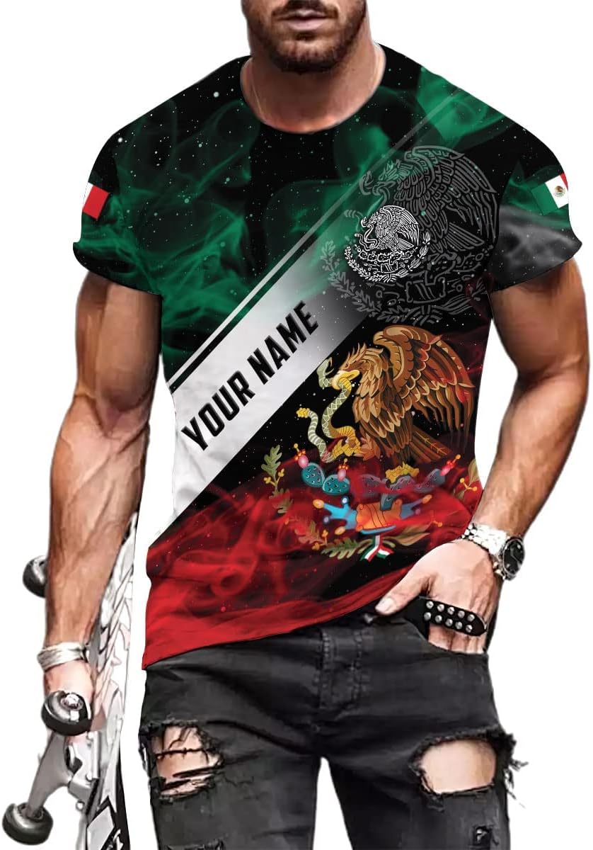 Personalized Name Mexican Shirts for Men, Customized Mexico Shirts for Men, Mexico Shirts for Women Mexico Shirt Eagle Flag