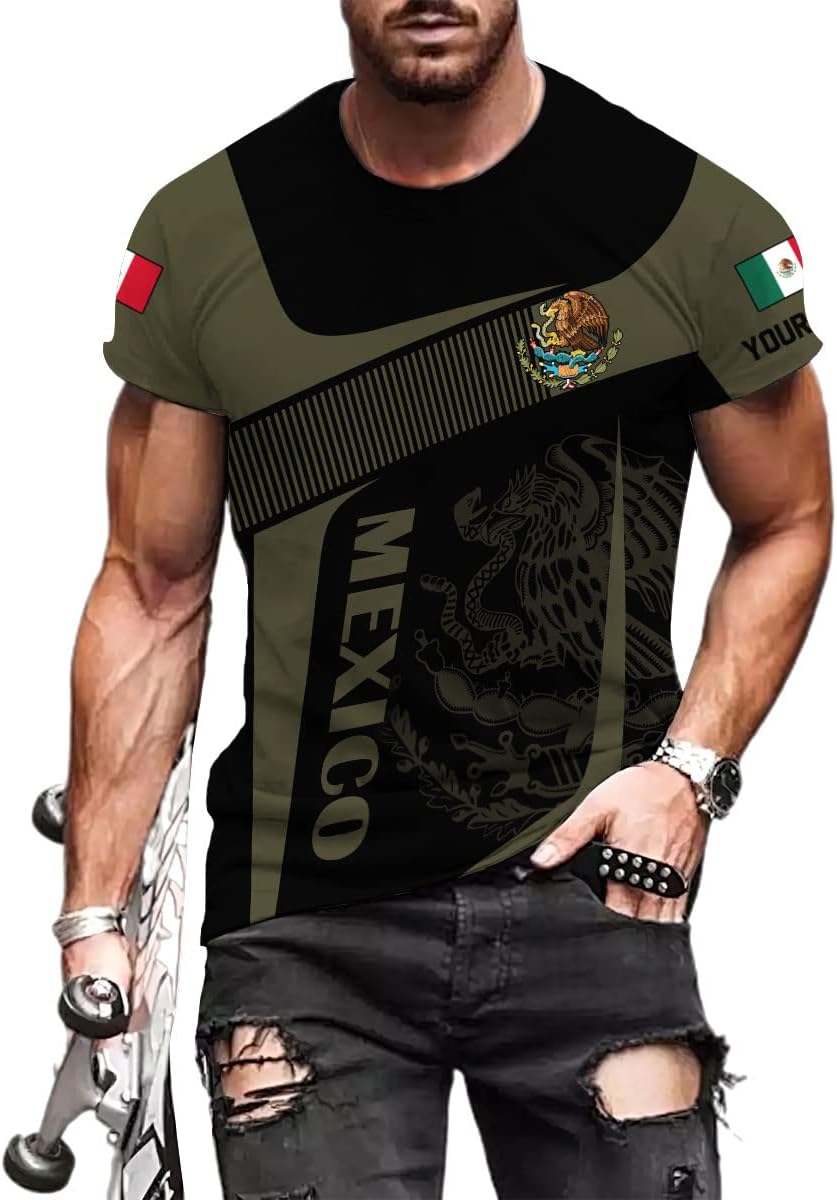 Personalized Name Mexican Shirts for Men, Customized Mexico Shirts for Men, Mexico Shirts for Women Mexico Shirt Eagle Flag