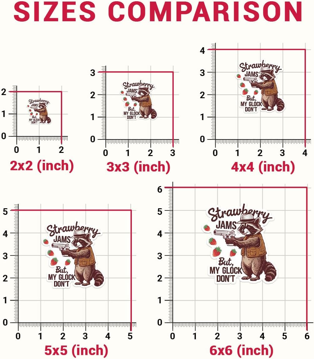 3 Pcs Strawberry Jams But My Gl**k Don't Sticker Funny Raccoon Meme Sarcastic Joke, Raccoon Bumper Sticker- Vinyl Sticker 3 Inches for Water Bottles Laptop Phone Car Window Helmet