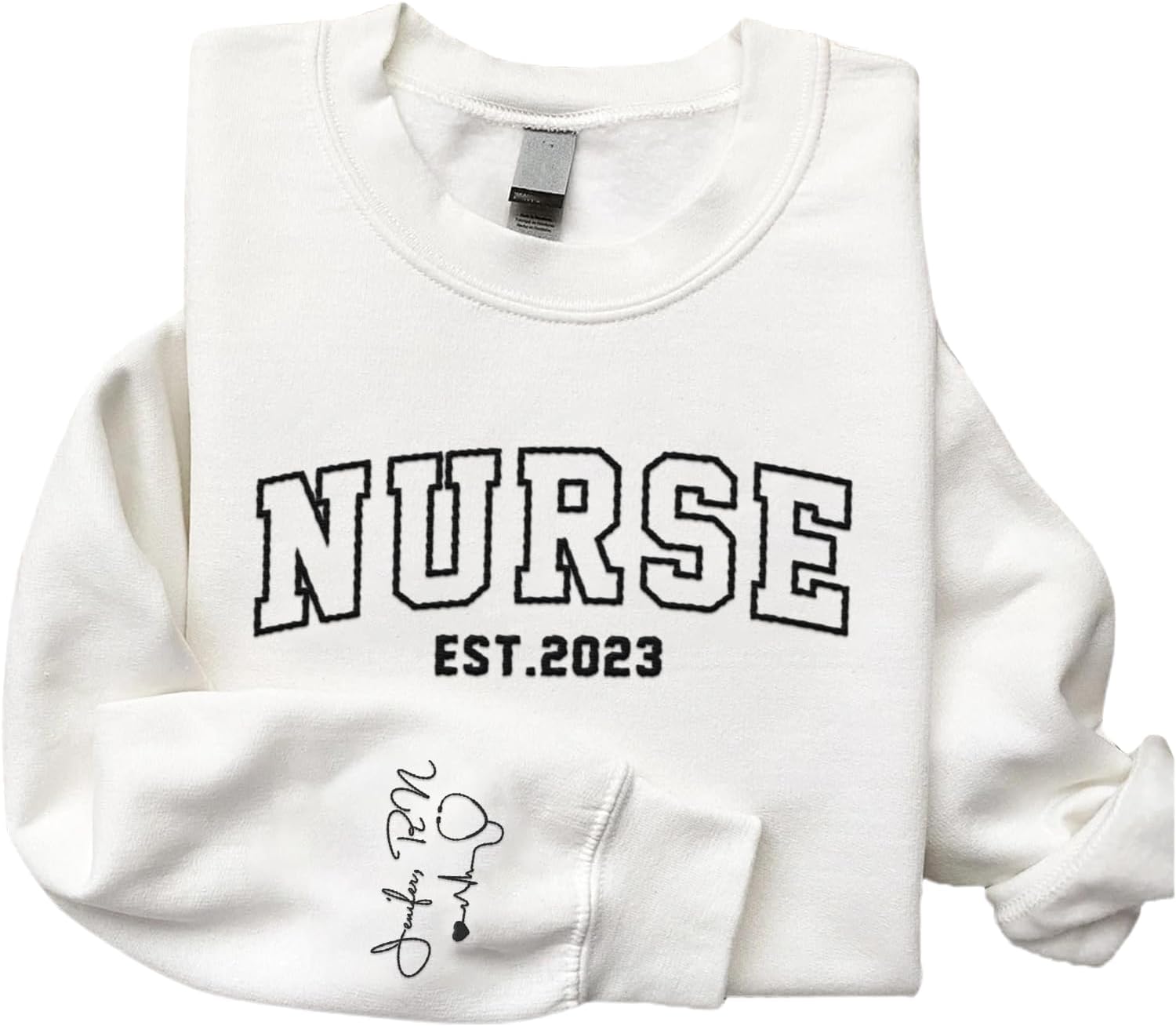 AOVL Personalized Embroidered Nurse Sweatshirt Women Nurse Sweatshirt Embroidered Sweatshirt For Nurse Nurse Shirts Gift