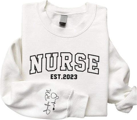 AOVL Personalized Embroidered Nurse Sweatshirt Women Nurse Sweatshirt Embroidered Sweatshirt For Nurse Nurse Shirts Gift