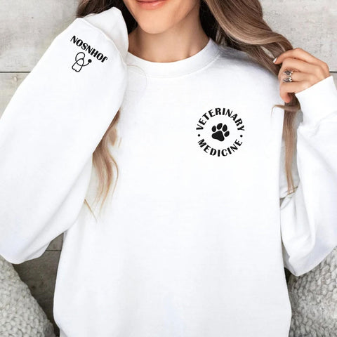 Leeprints Personalized Embroiderd Veterinary Medicine Sweatshirt - Vet Tech Sweater, Veterinarian Gift, Vet Med Staff Gifts