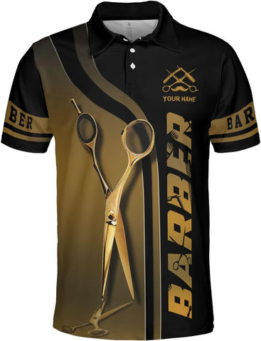 Woseprints Personalized Polo Shirts, Barber Shop Gifts for Men for Barbers