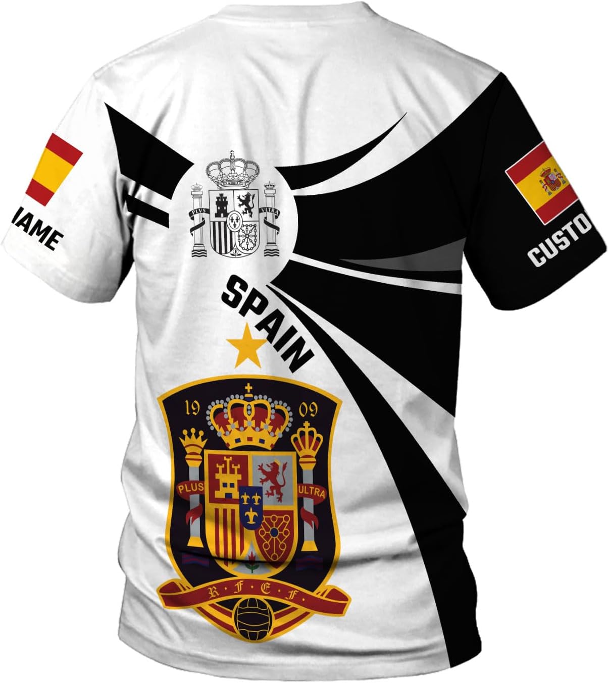 MoonArt Personalized Spain Shirt Custom Spain Espana Flag Shirts for Men and Women, Spain Spanish Pride