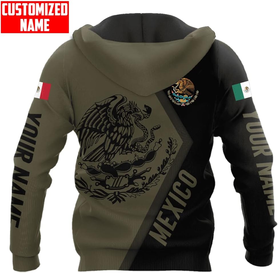Personalized Name Mexico Hoodie, Custom Name Mexico Hoodies for Men Unisex Hoodie, T Shirt, Zip Up Hoodie, Sweatshirt for Men Women HD303 Multicolor