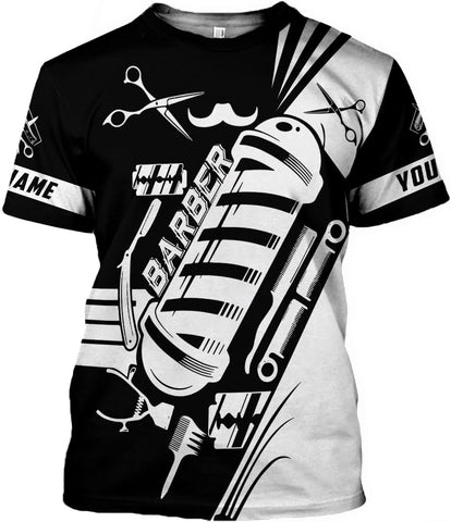 Personalized Name Barber 3D All Over Printed Shirts for Men & Women, Hair Stylist Shirt Gift for Barbershop