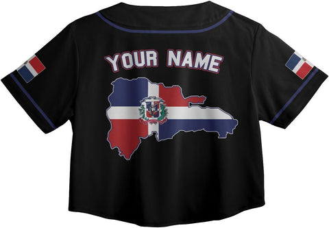 AOVL Custom Dominica Republic Crop Top Baseball Jersey Dominicana Republic Shirt for Team Dominican Flag Jersey for Men Women