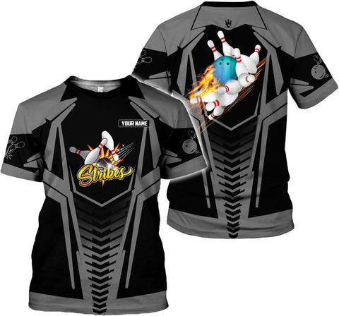 Rivelus Personalized Name Bowling Shirts for Men and Women 3D, Bowling Shirts for Team Bowling, Bowling Shirts Gift