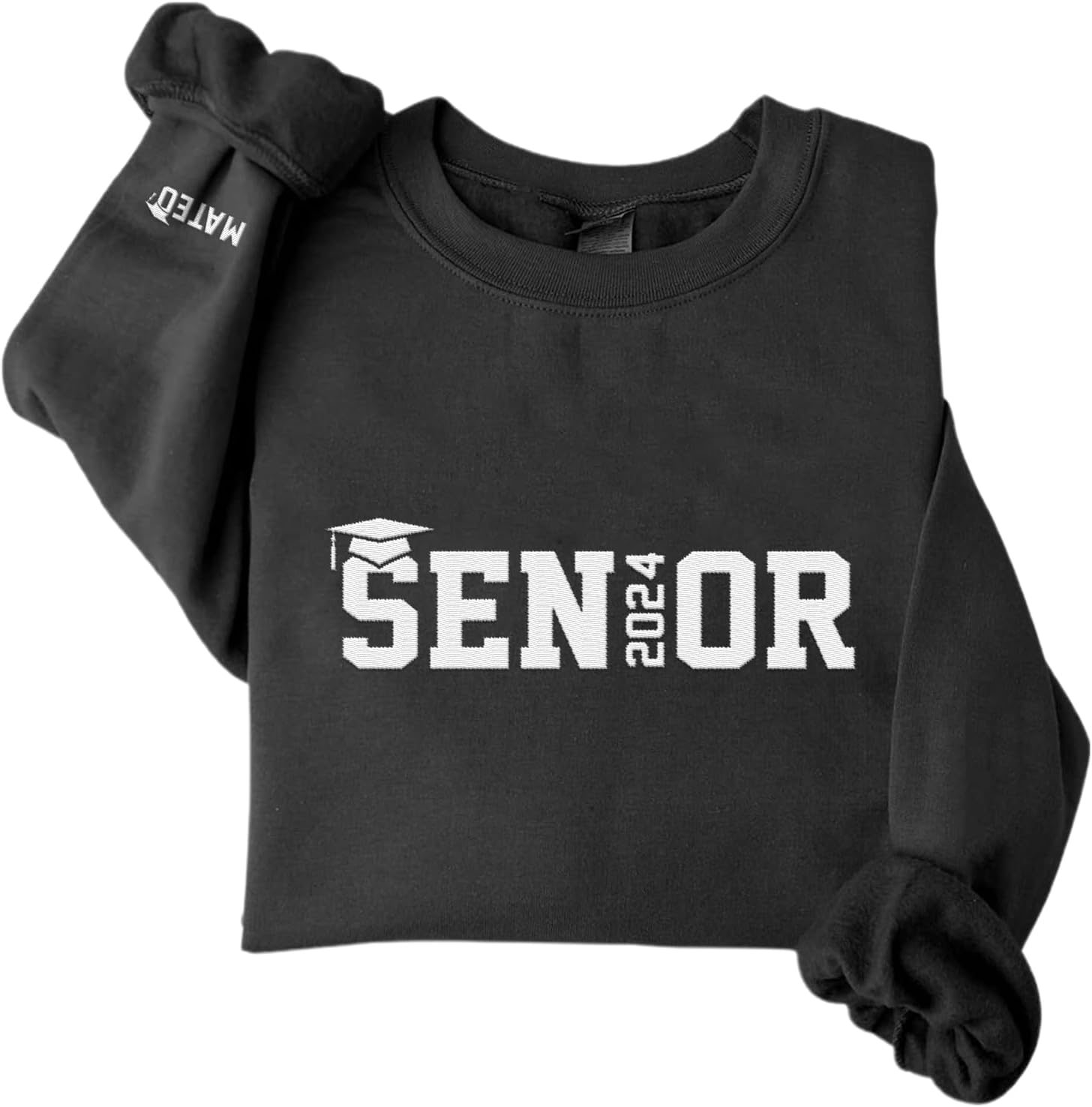 Personalized Senior Class of 2024 Embroidered Sweatshirt, 2024 Graduation Gifts, Senior 2024 Graduation Shirt (Cotton, SS206), Small-5X-Large