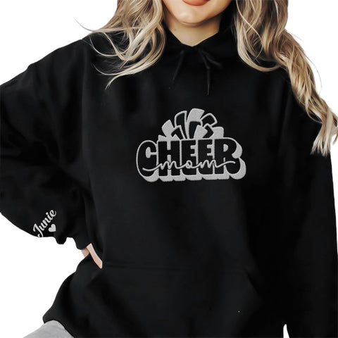 Personalized Embroidered Cheer Mom Sweatshirt Custom Proud Cheerleader Mom Embroidery Sweatshirt Gift for Cheerleader Mother (Cotton, CM 1), Small-5X-Large
