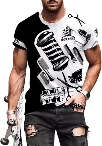 Personalized Name Barber 3D All Over Printed Shirts for Men & Women, Hair Stylist Shirt Gift for Barbershop