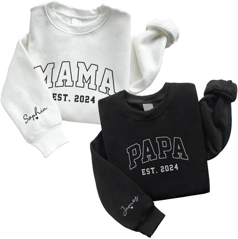 Custom Papa Sweatshirt Grandpa Hoodie Shirt with Kids Names New Dad EST Fathers Day
