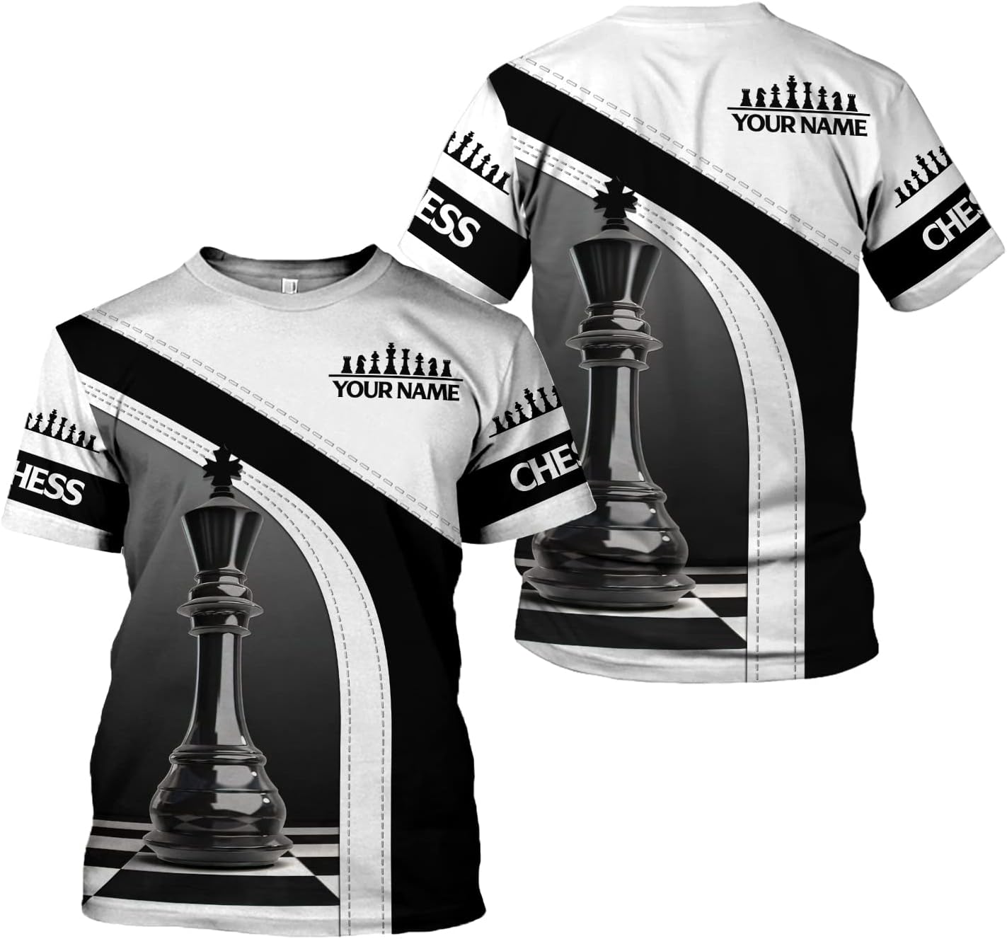 Personalized Name Chess 3D Full Color Shirt, Custom Name Chess 3D Shirt for Men, Women, Chess Lover, USA Chess Shirt