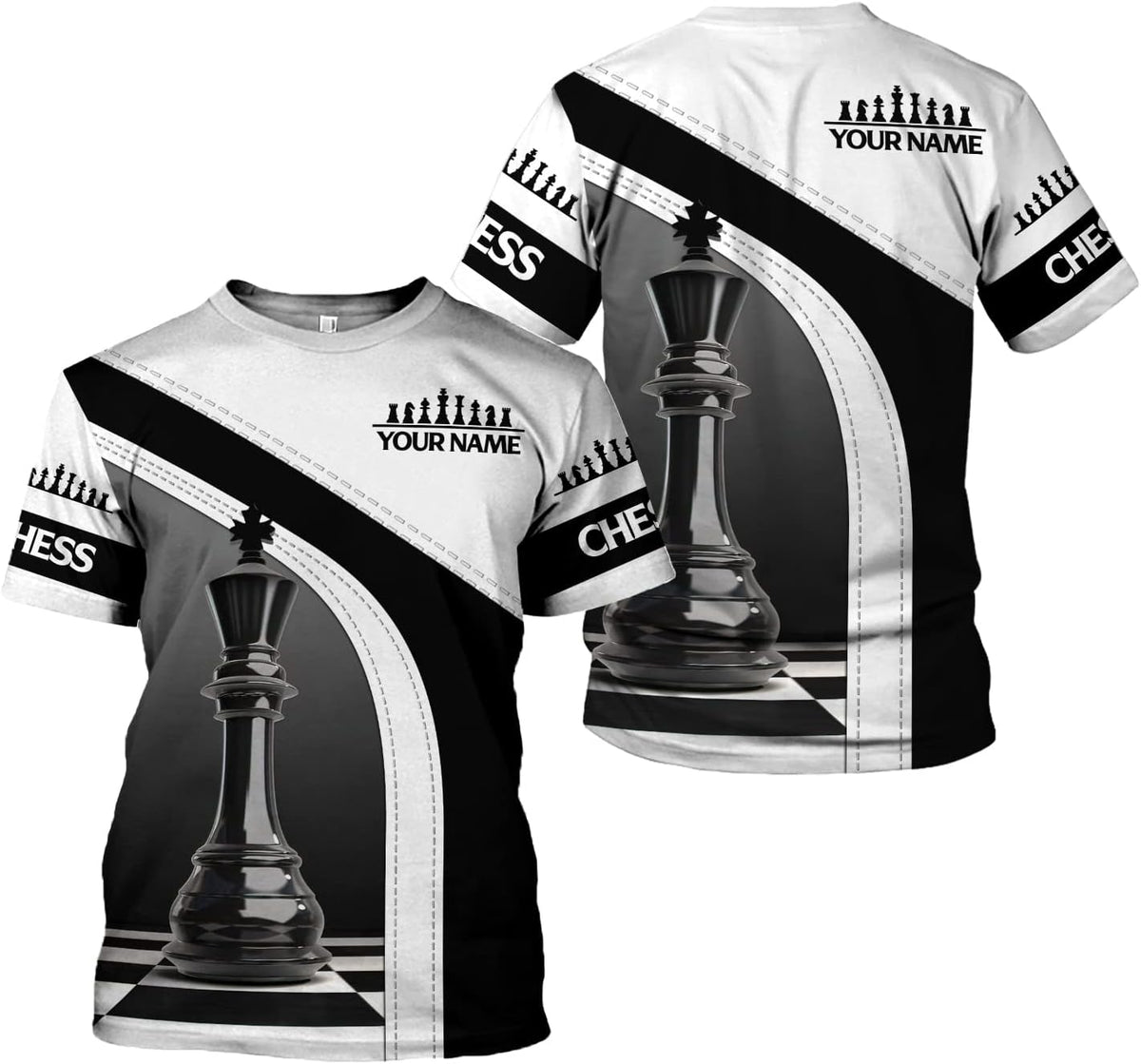 Personalized Name Chess 3D Full Color Shirt, Custom Name Chess 3D Shirt for Men, Women, Chess Lover, USA Chess Shirt