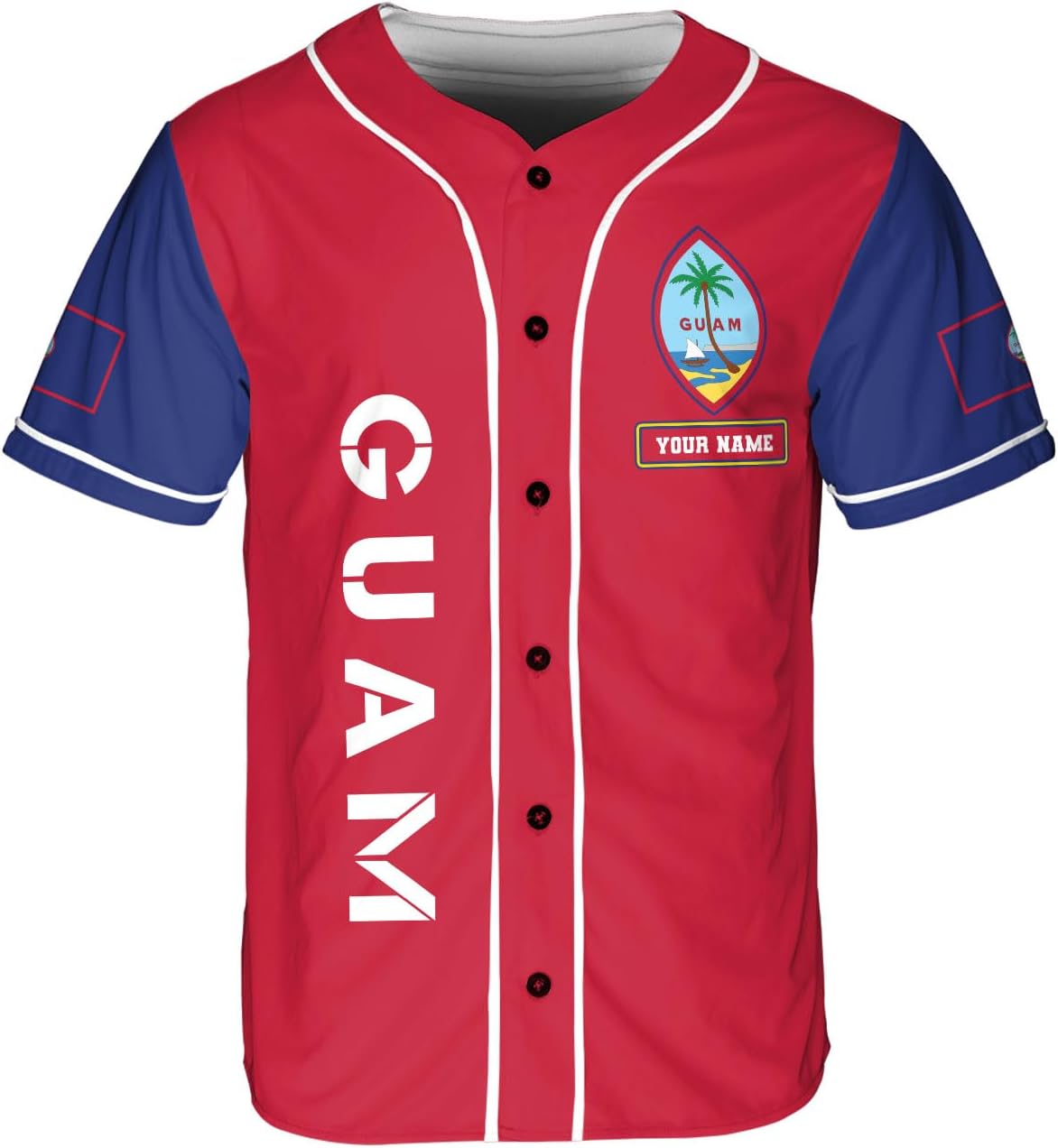 Leprints Personalized Guam Baseball Jersey Shirt, Guahan Flag Jersey, Guam Islander Pride Jersey for Men and Women